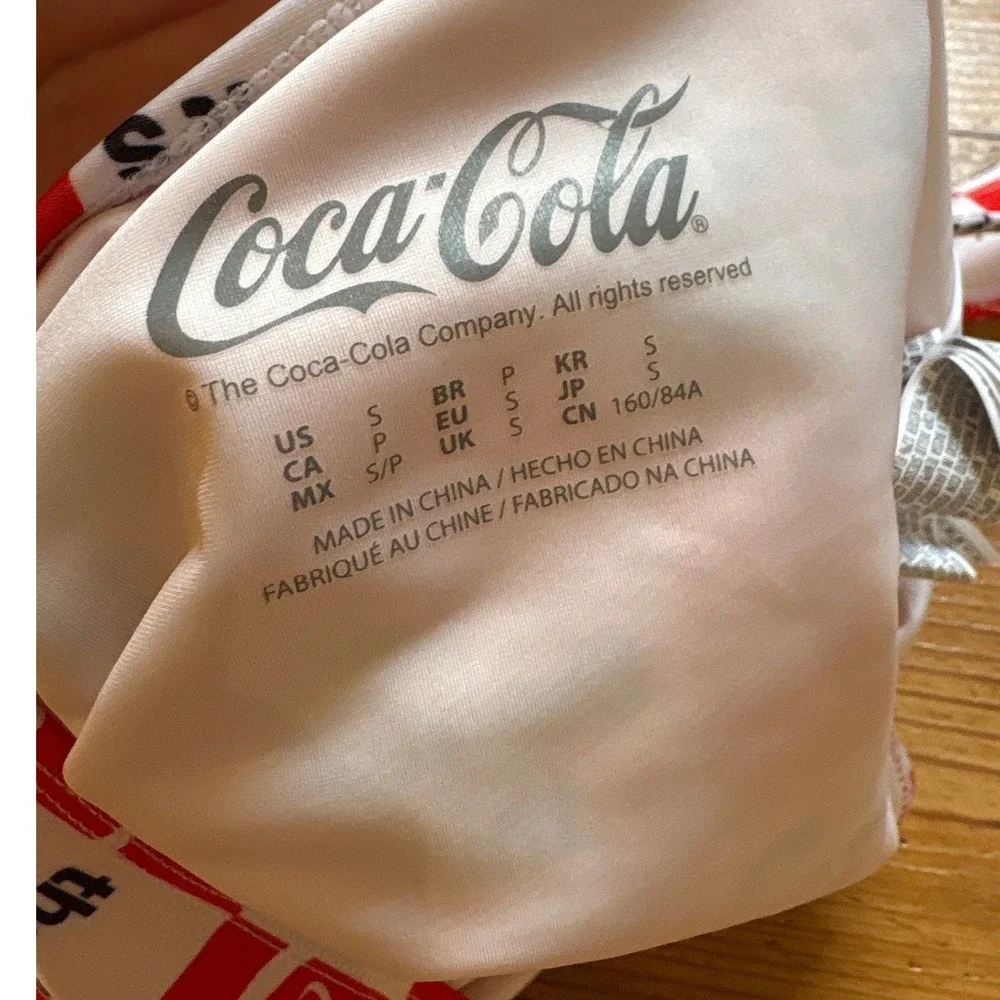 Coca-Cola One Piece Swimsuit Womens Red White‎ Checkered Retro Graphic SIZE S